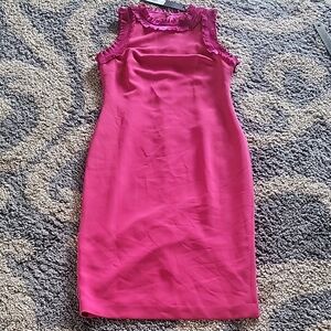 Badgley Mischka Designer Fuschia Sleeveless Dress - Sz 8 (Runs Small)